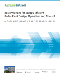 An image of the cover of Greening Health Care - Best Practices for Energy Efficient Boiler Plant Design pdf